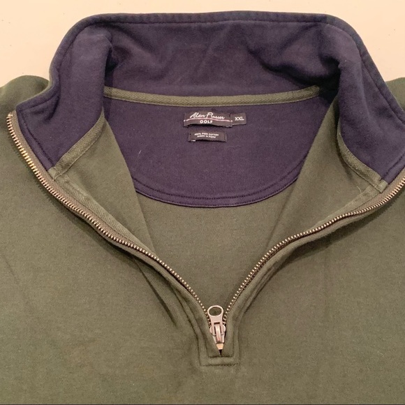 Men’s Alan Flusser Pima Cotton 1/4 Zip Green Mock Neck Pull Over XXL - Picture 4 of 6
